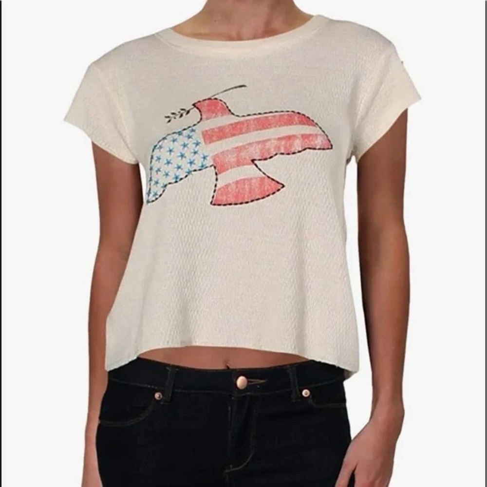 We The Free Red and Cream Graphic Tee SZ M